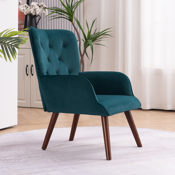 靠背拉点 绒布 软包 蓝绿色 室内休闲椅 简约北欧风格 S101-21