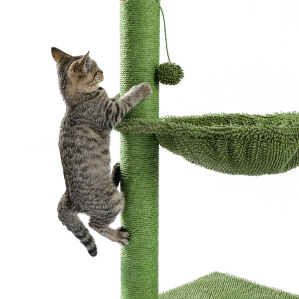 绿色仙人掌猫台带有猫抓柱，吊床和吊球，猫互动玩具适合中大型猫（周末无法发货，请谨慎下单）-6