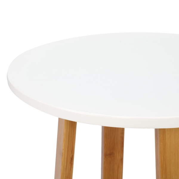 单层 楠竹 边桌 40*37*59.5cm 圆形 白色桌面 原木色桌腿 N101-9