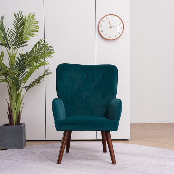 靠背拉点 绒布 软包 蓝绿色 室内休闲椅 简约北欧风格 S101-26