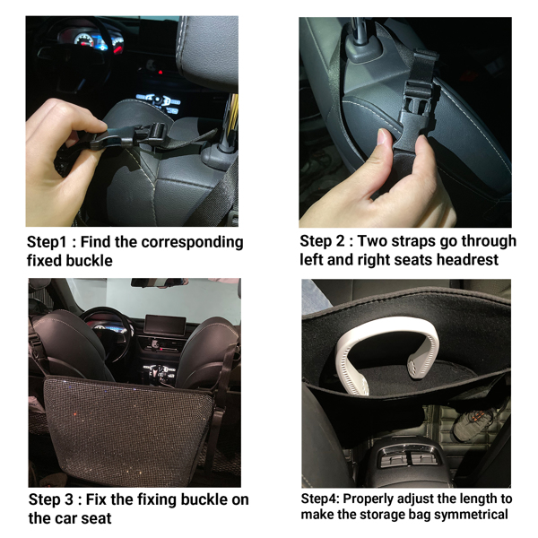 【沃尔玛禁售】汽车钻石收纳袋 Bling Handbag Holder for Car, Large Capacity Car Seat Organizer, Purse Bling Organizer White Diamond-6
