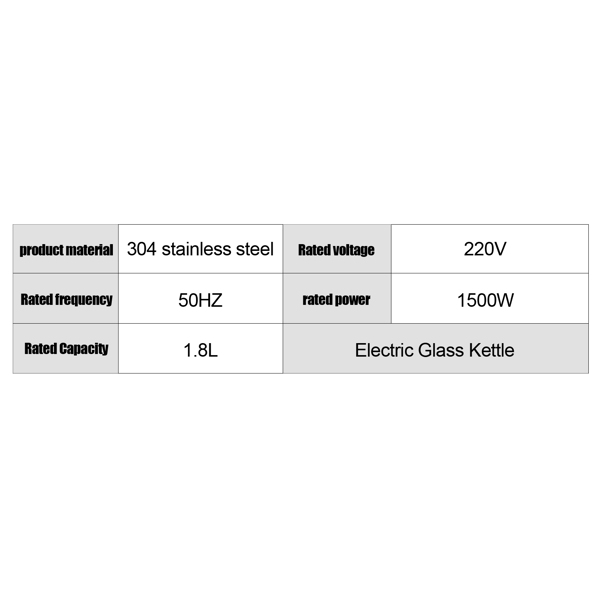 欧规 HD-1861-A 1.8L 电水壶 220V 2200W 带滤网 玻璃 七彩-12