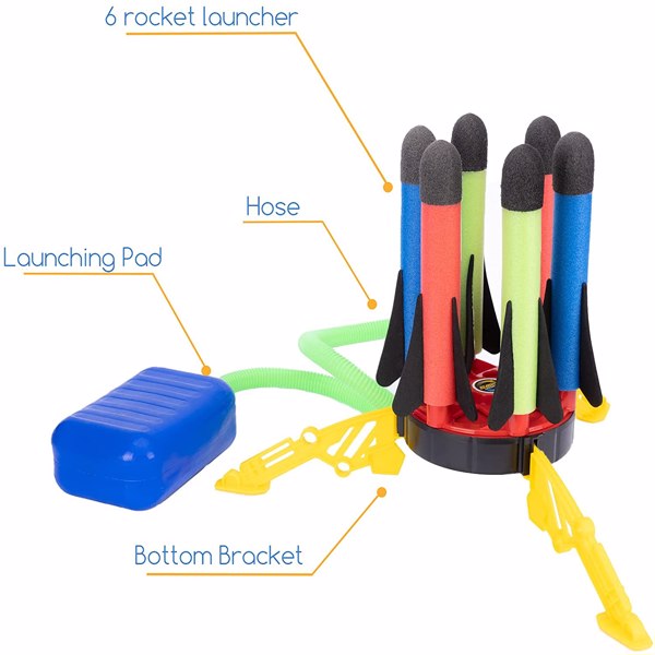 【沃尔玛禁售】火箭跳跃玩具 Rocket Launcher Toy for Kids - 6 Rockets Continuous Jump Air Rocket Launch Great for Outdoor Play-3