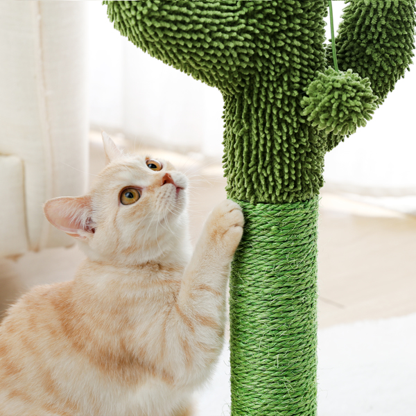 绿色仙人掌猫抓柱子带有1个猫抓柱，1个吊球，猫互动玩具适合中小型猫-8