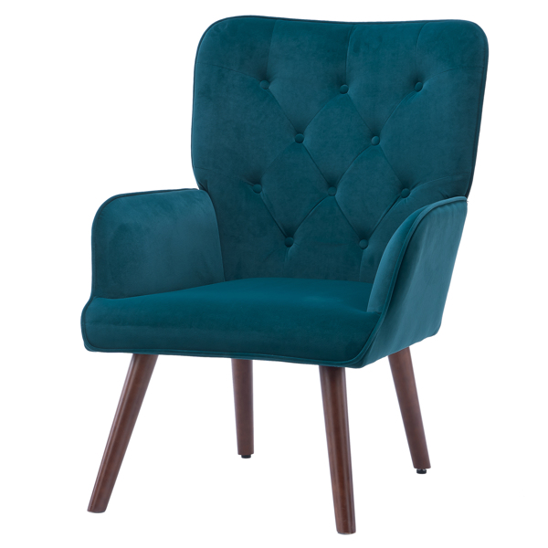 靠背拉点 绒布 软包 蓝绿色 室内休闲椅 简约北欧风格 S101-9