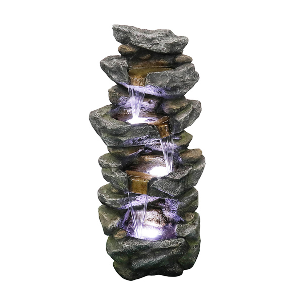 40英寸高堆叠模拟岩石喷泉带LED灯-1