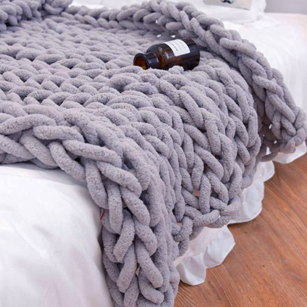 1.2*1.5米，浅灰色，雪尼尔针织毛毯家居装饰椅子沙发毯-4