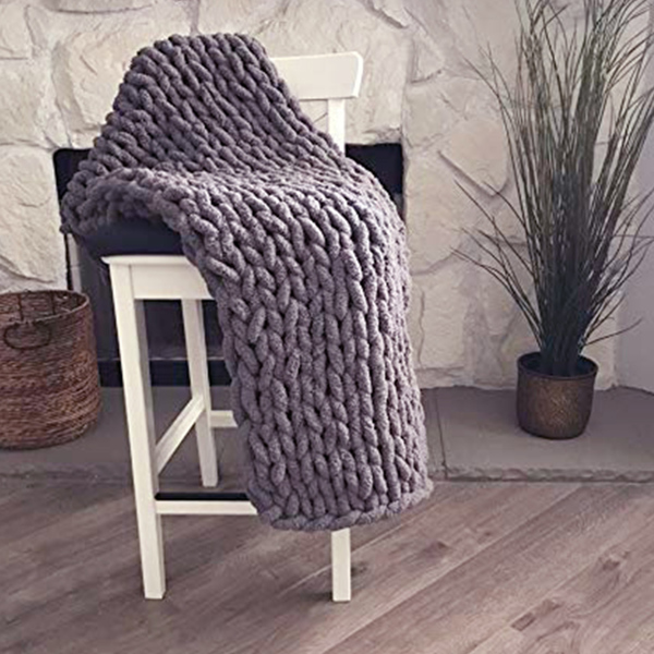 1.3*1.7米，浅灰色，雪尼尔针织毛毯家居装饰椅子沙发毯-4