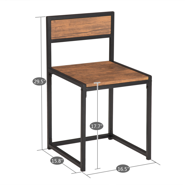 P2密度板 棕榆木色 黑烤漆 餐桌椅套装 1桌2椅 长方形 简约风格 N102-5