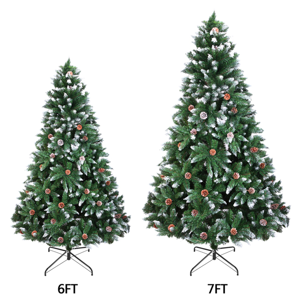 绿色植绒 7ft 1350枝头 61松果 自动树结构 PVC材质 圣诞树 N101 欧洲-4