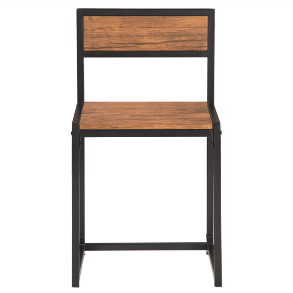 P2密度板 棕榆木色 黑烤漆 餐桌椅套装 1桌2椅 长方形 简约风格 N102-7