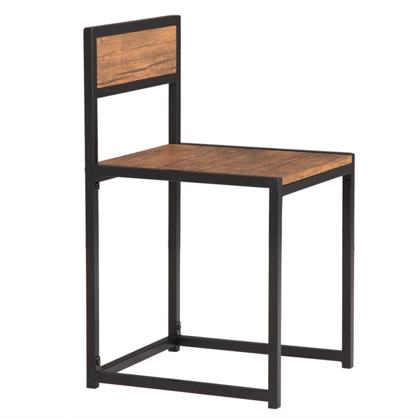 P2密度板 棕榆木色 黑烤漆 餐桌椅套装 1桌2椅 长方形 简约风格 N102-15