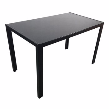 4人座桌腿框架一体 方形桌腿 餐桌 钢化玻璃铁管 黑色 120*70*75cm N101