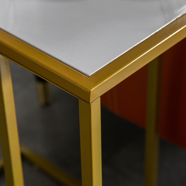 拆装 单层 C型桌 大理石 PVC 密度板 铁 边几 白色 金色喷塑 30*48*58cm N101 英国 欧洲-16