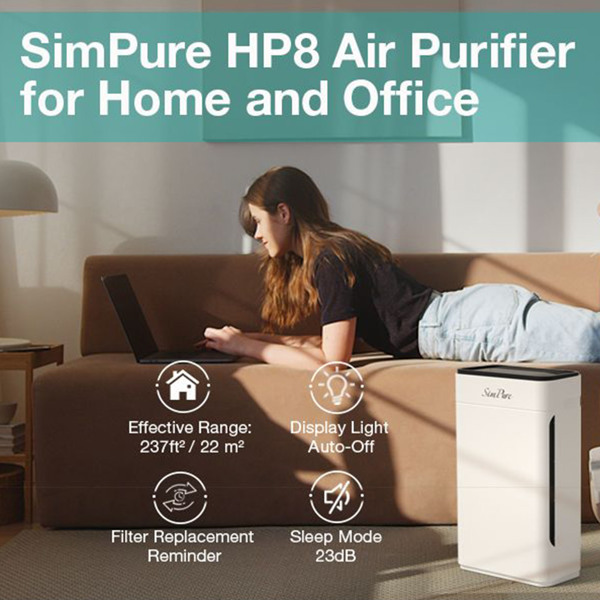 SimPure HP8 家庭大房间卧室和办公室空气净化器安静的真正 HEPA 过滤空气净化器 亚马逊eBay禁售-3