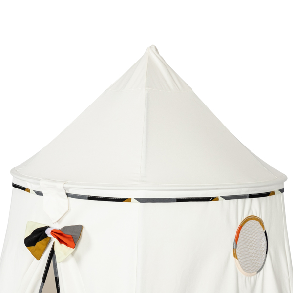 儿童帐篷-蒙古包帐篷-纯棉布-尖顶圆柱形-白色-7