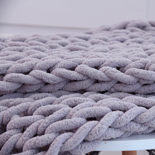 1.3*1.7米，浅灰色，雪尼尔针织毛毯家居装饰椅子沙发毯-5