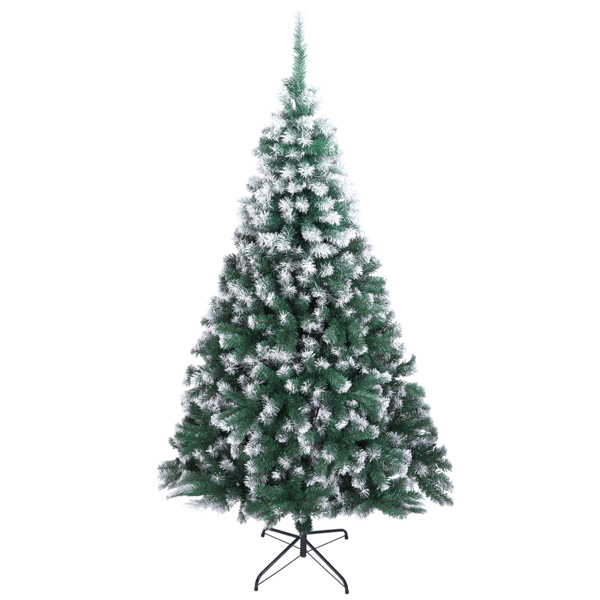 绿色尖头喷白 7ft 870枝头 PVC材质 圣诞树 N101 欧洲-1
