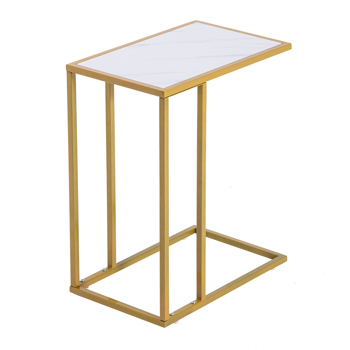 拆装 单层 C型桌 大理石 PVC 密度板 铁 边几 白色 金色喷塑 30*48*58cm N101 英国 欧洲