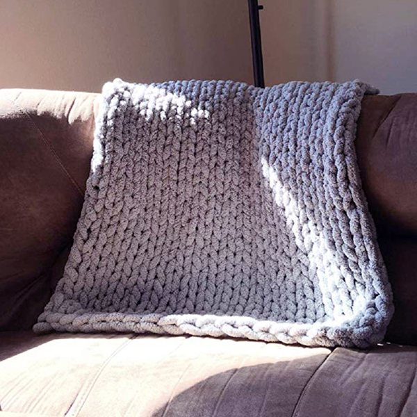 1.3*1.7米，浅灰色，雪尼尔针织毛毯家居装饰椅子沙发毯-2