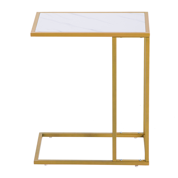 拆装 单层 C型桌 大理石 PVC 密度板 铁 边几 白色 金色喷塑 30*48*58cm N101 英国 欧洲-6