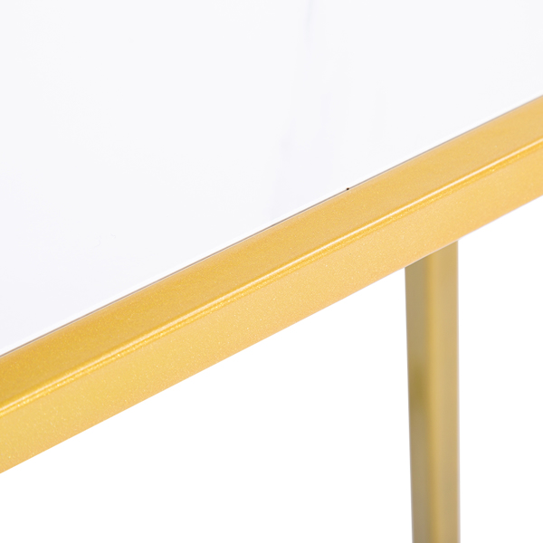 拆装 单层 C型桌 大理石 PVC 密度板 铁 边几 白色 金色喷塑 30*48*58cm N101 英国 欧洲-7