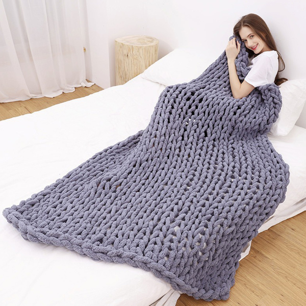 1.3*1.7米，浅灰色，雪尼尔针织毛毯家居装饰椅子沙发毯-6