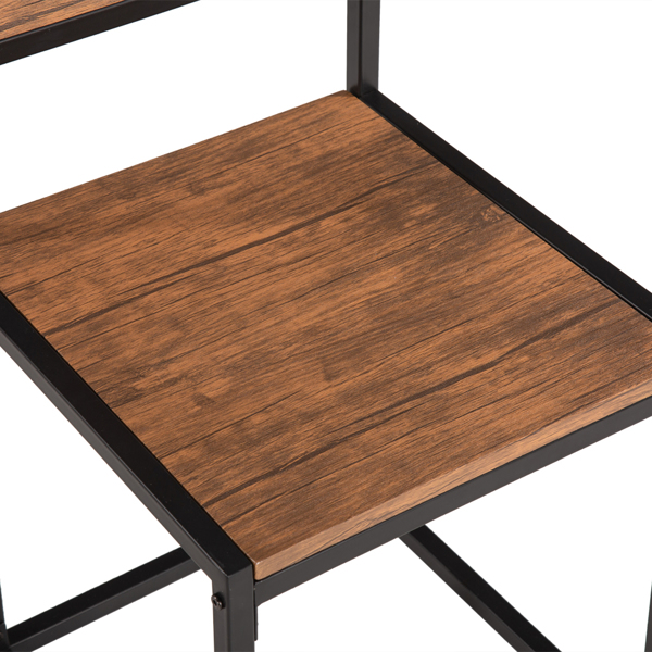 P2密度板 棕榆木色 黑烤漆 餐桌椅套装 1桌2椅 长方形 简约风格 N102-37