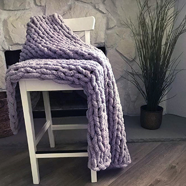 2*2米，浅灰色，雪尼尔针织毛毯家居装饰椅子沙发毯-3