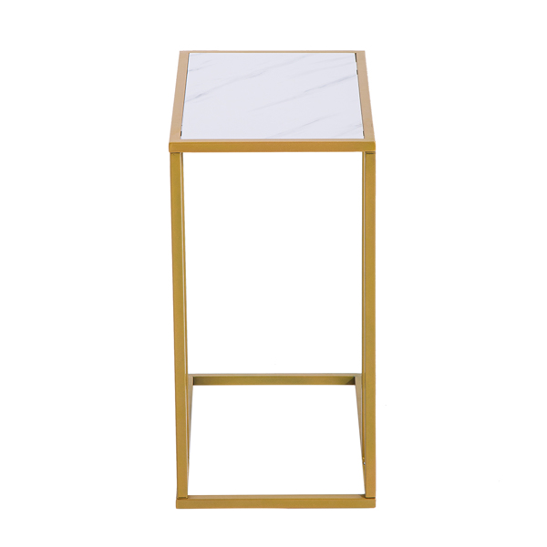 拆装 单层 C型桌 大理石 PVC 密度板 铁 边几 白色 金色喷塑 30*48*58cm N101 英国 欧洲-4