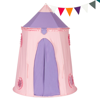 儿童帐篷-蒙古包帐篷-纯棉布-尖顶圆柱形-粉色