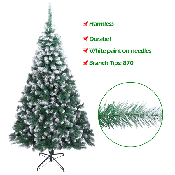 绿色尖头喷白 7ft 870枝头 PVC材质 圣诞树 N101 欧洲-2