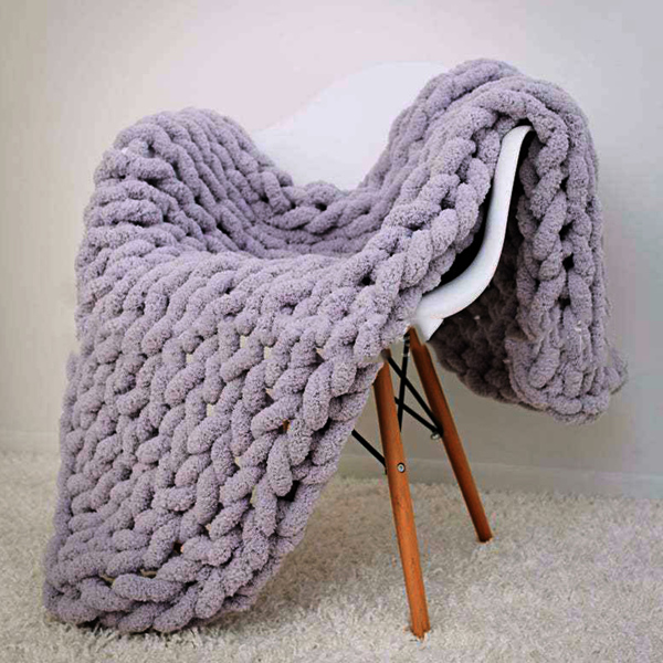 1.3*1.7米，浅灰色，雪尼尔针织毛毯家居装饰椅子沙发毯-7