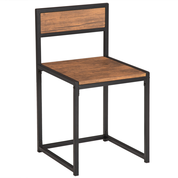 P2密度板 棕榆木色 黑烤漆 餐桌椅套装 1桌2椅 长方形 简约风格 N102-6