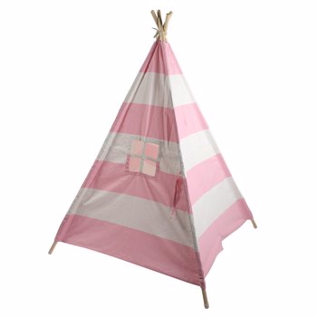 LALAHO-儿童帐篷-印第安帐篷-纯棉布-4杆-120*110*165cm-粉白条纹