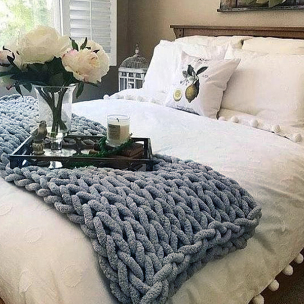 1.5*2米，深灰色，雪尼尔针织毛毯家居装饰椅子沙发毯-2
