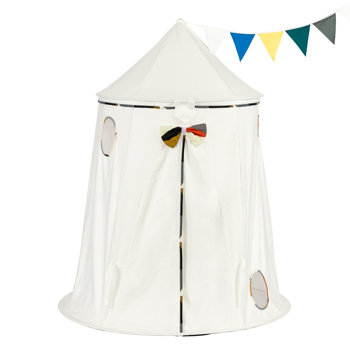 儿童帐篷-蒙古包帐篷-纯棉布-尖顶圆柱形-白色