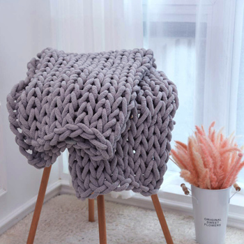 1.2*1.5米，浅灰色，雪尼尔针织毛毯家居装饰椅子沙发毯