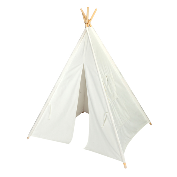 LALAHO-儿童帐篷-印第安帐篷-纯棉布-4杆-120*110*165cm-本白色-13
