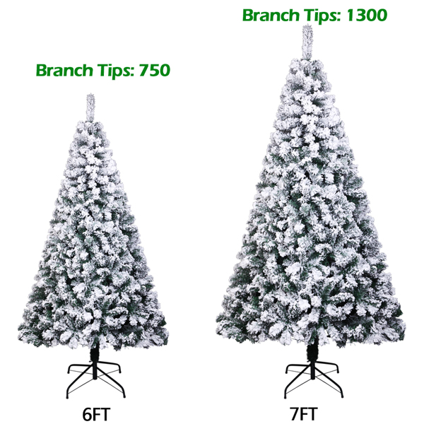 6ft 植绒 750枝头 喷白 圣诞树 自动树结构 PVC树枝铁支架 N101 法国-25