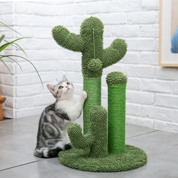 绿色仙人掌猫抓柱子带有3个猫抓柱，1个吊球，猫互动玩具适合小型猫