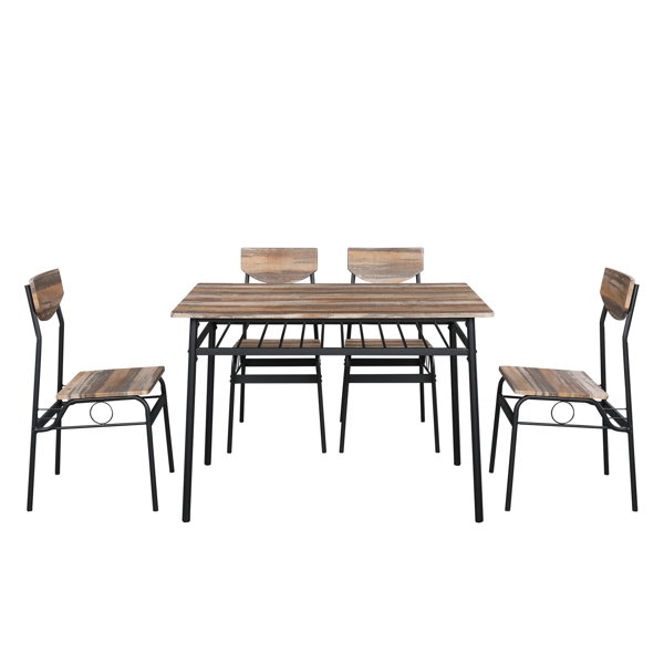 拆装 隔层 P2板 铁 自然色 餐桌椅套装 1桌4椅 隔层 长方形 N101-1