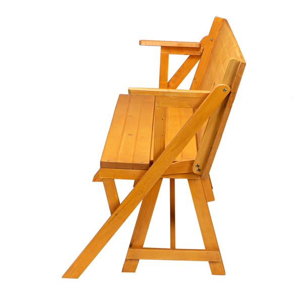 两用连体 黄色 连体桌椅 实木 138.5*137*75cm 150kg N001-19