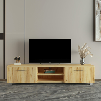 两门电视柜，储物空间大 快装二合一链接，安装方便 ，柞木色