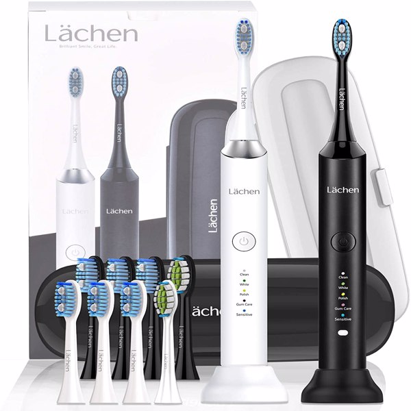 Lächen 电动牙刷声波牙刷双支、2 个旅行盒、5 种模式和 10 个替换刷头-2