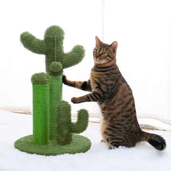 绿色仙人掌猫抓柱子带有3个猫抓柱，1个吊球，猫互动玩具适合小型猫