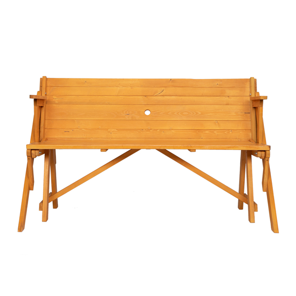 两用连体 黄色 连体桌椅 实木 138.5*137*75cm 150kg N001-16