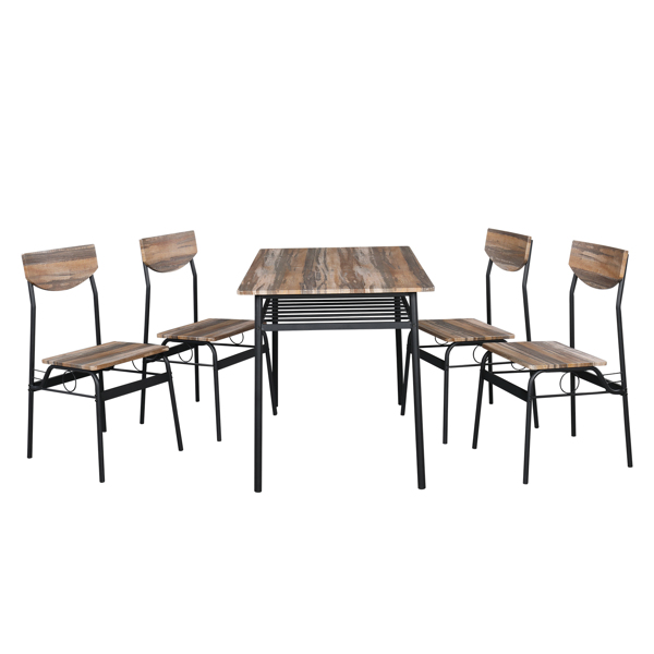 拆装 隔层 P2板 铁 自然色 餐桌椅套装 1桌4椅 隔层 长方形 N101-23