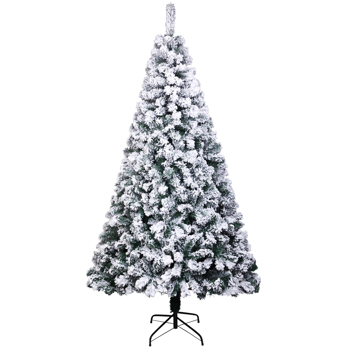 FCH 6ft 植绒 750枝头 喷白 圣诞树 自动树结构 PVC树枝铁支架 N101 法国