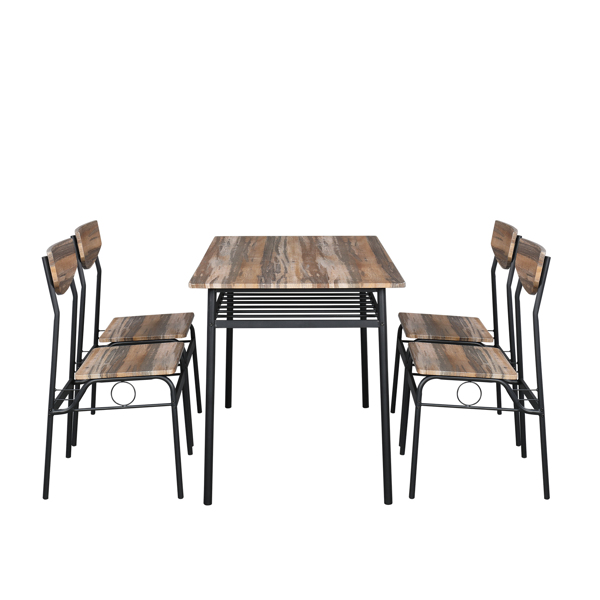 拆装 隔层 P2板 铁 自然色 餐桌椅套装 1桌4椅 隔层 长方形 N101-16
